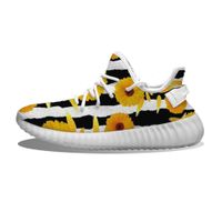 Wholesale Diy Custom Yellow Daisy on Black White Zebra Stripe Running Shoes Mh Printed Mens Womens Trainers Outdoor Sports Sneakers JLA