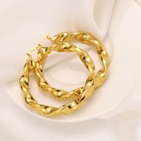 Wholesale Hoop Huggie Fashion Punk Style Big Metal Twisted Earrings For Women Jewelry Gold Color Multi Size Pendientes mm