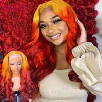 Wholesale Lace Wigs Two Toned Brazilian Remy Human Hair Frontal Ginger Orange Preplucked Wavy Glueless For Women