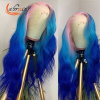 Wholesale Lace Wigs HD Transparent Ombre Pink Body Wave Human Hair Highlight Blue Colored Remy Pre Plucked Bleached Knots Glueless x6x1