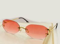 Wholesale Rimless Vintage Sunglasses Gold Pink Gradient Lens Classic Frameless Sun Glasses for Men Fashion Eye Wear Accessories with Box
