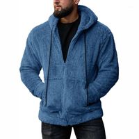 Wholesale Men s Jackets Mens Teddy Jacket Men Winter Thick Warm Zip Up Coat For SportWear Tracksuit Male Fluffy Fleece Hoodies