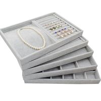Wholesale velvet ears display tray fashion jewelry cufflink organizer holder under case shows earrings jewel