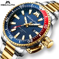 Wholesale MEGALITH Gold Full Steel Watches Men Luminous Sports Quartz Date Watch Men Sport Waterproof Military Wrist Watch With Velvet Bag