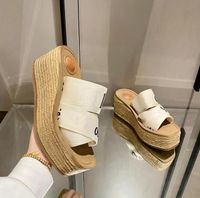 Wholesale 2021 Brands Women Slippers Espadrilles Designers Shoes Summer High Chunky Heel Slide Sandal White Black Platform Slipper Loafers Flip Flops
