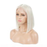Wholesale Platinum full lace wigs color short bob human hair lace front wigs glueless natural hairline middle parting for women Wig