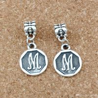 Wholesale 50pcs Antique silver Initial Alphabet Disc quot M quot Charm Pendants For Jewelry Making Bracelet Necklace DIY Accessories x30 mm A a