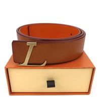 Wholesale Men Designers Belts Classic fashion luxury casual letter L smooth buckle womens mens leather belt width cm with orange box