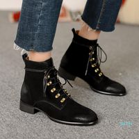 Wholesale Boots Women Shoes Autumn Winter Genuine Leather Female Short Suede Booties British Lace Retro Trend Naked