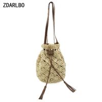 Wholesale Shoulder Bags Tote Zdarlbo Straw Hand Knit Woman s Beach Bohemia Tassel Lady s Circular Handbag Travel