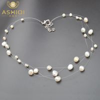 Wholesale ashiqi multilayer natural baroque pearl choker necklace for women simple style handmade diy wedding party jewelry gift