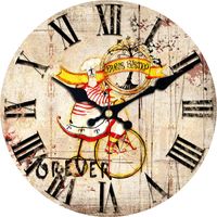 Wholesale Wall Clocks Shabby Chic Paris Bistro Chef Silent Living Room Kitchen Clock Large Fat Ride Bike Wooden Inch