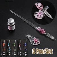 Wholesale Glass Dip Pen Retro Classical Handmade For Signature Writing Calligraphy With Ink And Holder Christmas Gift Fountain Pens