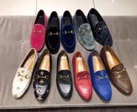 Wholesale classic women Flat Dress shoes Authentic cowhide Metal buckle Lady leather casual shoe Mules Princetown Men Printed Trample Lazy Slides Loafers Large size