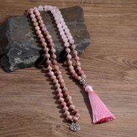 Wholesale Pendant Necklaces Rhodonite RoseQuartz Mala Beads Necklace Hand Knotted Semi Precious Stone Jewelry Taeesl Prayer Meditation Tree Of L