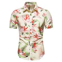 Wholesale 2021 New Brand Hawaiian Men s Tropical Yellow Floral Beach Summer Short sleeved Clothing Casual Vacation Shirt Men Hy3y M98F