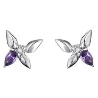 Wholesale Original Design Stud Colorful Gemstone Earrings Simple Feminine High Quality Texture Niche Light Luxury Fashion Purple Jewelry