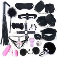 Wholesale Nxy Sm Bondage Vos Start Feather Clamp Toys for Women Bdsm Sex Handcuffs Metals Butt Plug with Vibrator Sexy Adults