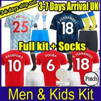 Wholesale 2021 POGBA MANCHESTER FERNANDES CAVANI UTD RASHFORD SHAW SANCHO Soccer Jersey RONALDO Kids Man kit Football Shirt equipment Adult suit kids socks