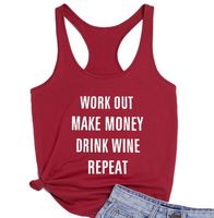 Wholesale Women s Tanks Camis Work Out Make Money Drink Wine Repeat Loose Women Summer Sexy Sleeveless Tank Tops Casual Tumblr Gym Funny Workout Ves
