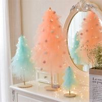 Wholesale Christmas Decorations Arrival Pink Tree Ornaments Mesh Yarn Xmas cm cm DIY Year Gifts For Girls Home Party Decor