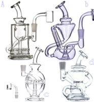 Wholesale Cyclone Helix Glass Bong Cream Six Ball Jet Hookahs Recycle Birdcage Tire Perc Bubber Water Pipe Hookah Oil Rigs In Heavy Base Femal Joint