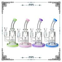 Wholesale 8 Inch Tall Torus Dab Rig glass Recycle bong Matrix Percolator bubbler sturdy smoking water pipe Blue joint size mm