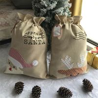 Wholesale Christmas Decorations cm gift bags Ping an fruit linen drawstring bag Party Supplies B3
