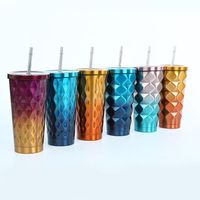 Wholesale DHL oz ml Insulated Vacuum Thermos Ombre Colorful Irregular Coffee Mug Stainless Steel Tumbler With Lid