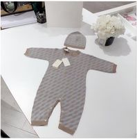 Wholesale Fall Winter Baby Rompers Long Sleeve Infant Boys Girls Jumpsuits Cute Autumn Knitted Newborn Toddler Kids Onesies With Hat And Blankets