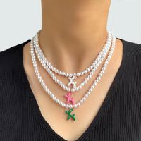 Wholesale Chokers Fashion Colorful Ballon Dog Handmade Pearl Necklace For Women Cute Animal Pendant Beads Choker Imitation Jewelry