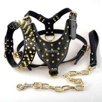 Wholesale Cool Spiked Studded Leather Dog Harness Rivets Collar and Leash Set For Medium Large Dogs Pitbull Bulldog Bull Terrier quot quot