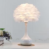 Wholesale Table Lamps Remote Control Feather Lamp Bedroom Bedside Nordic Ins Girl Net Red Light Warm Romantic Modern Minimalist