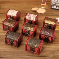 Wholesale Gift Wrap European Style Jewelry Treasure Chest Case Manual Wood Box Storage Boxes Retro Flower Necklace Holder Best Gift