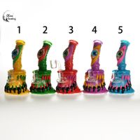 Wholesale 6 Inches Glass Bong Hookahs Water Pipe Smoke Clay Surface Monster With Quartz banger mm Thick Bongs Female Joint Dab Oil Rig Horrible