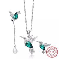 Wholesale Earrings Necklace COCOM Jewelry Sets Hummingbird S925 Sterling Silver Pendant Pearl With Austrian Crystals Mother s Day Gift