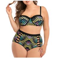 Wholesale Women s Swimwear Color Stripe Print Bikini Set Plus Size xl Bathing Suit High Waist Low Cut Swimsuit Sexy Swim Female Badpak A20