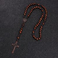 Wholesale YUTONG Christ Jesus Wooden Beads mm Rosary Bead Cross Pendant Woven Rope Chain Necklace Religious Orthodox Praying Jewelry R