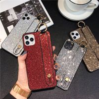 Wholesale Bling Stand Holder Hand Strap Grip Cases Glitter Sparkle Wrist Chain Woman Girls Soft TPU Slim Protective Cover For iPhone Pro MAX Plus SE2