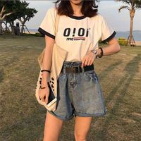 Wholesale Short Sleeve Letter T Shirt Women Tops Loose Casual Korean Oversized T shirts Ins Goth Female Harajuku T shits Clothes