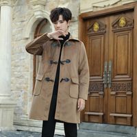 Wholesale Men s Jackets Large Size Korean Trench Coats Loose Ox Horn Buckle Long Windbreaker Mens Polyester Oversized Clothing For Khaki