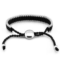 Wholesale ing brand Trendy Charm Cuff Bracelets Bangles Jewelry Vintage Hand Woven Black Rope Bracelet Adjustable Size Silver