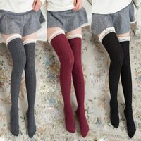 Wholesale Socks Hosiery Women Girl Lady Thigh High Over The Knee Long Cotton Stockings Pair Black Grey White Red