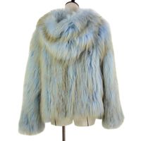 Wholesale Women s Fur Faux Winter Fashion Genuine Knit Warm Coat Light Blue Jackets Sweaters With Hood Coats harppihop