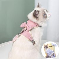 Wholesale Cat Collars Leads Pink Bowknot Anti lost Harness Adjustable Pet Vest Leash Dog Collar For Kittens Walking Breast band Supplies Ragdoll