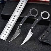 Wholesale Fixed Blade Straight Knife D2 White Black Stone Wash Blades Full Tang G10 Handle Survival Tactical Knives With Kydex