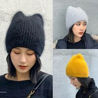 Wholesale New Winter Warm lovely Knitted Hats for Women Casual Soft Angola Rabbit Fur Beanie glris lady Bonnet Gorros