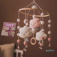 Wholesale 1pc Baby Rattles Crib Mobiles Wood Toy Holder Rotating Bed Bell Musical Box month Cloud Cotton Carousel For Cots Projection