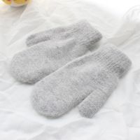 Wholesale Women Winter Thick Knitted Gloves Cashmere Double Layer Plush Wool Knit Warm Mittens Female Cute Full Fingers Gloves