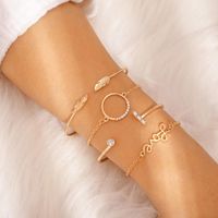 Wholesale Link Chain Gold Color Bohemian Handmade Tassel Crystal Leaf Bracelet Sets Women Rope Bracelets Retro Jewelry Accessories